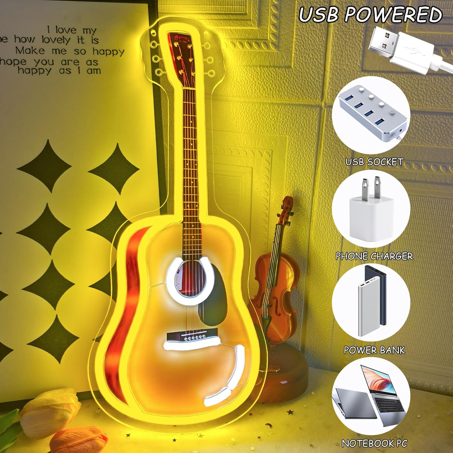 Acoustic Guitar LED Neon Sign  - đánh giá và giá Party Games For Christmas